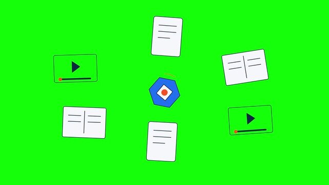 Learning Journey and Educational Content Network Animation on Green Screen