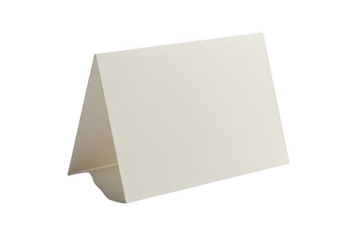Blank folded paper table tent card sign isolated on transparent background