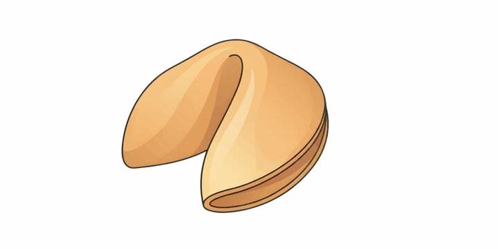 A single fortune cookie isolated on a white background, symboliz