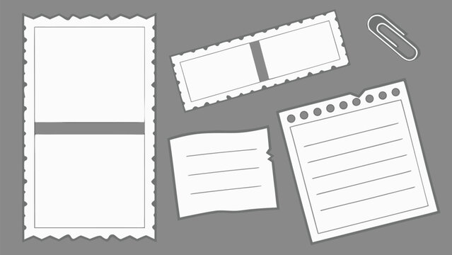 Torn Paper Frames and Ripped Edge Scrapbook Label Set, Vintage Grunge Vector Collection
