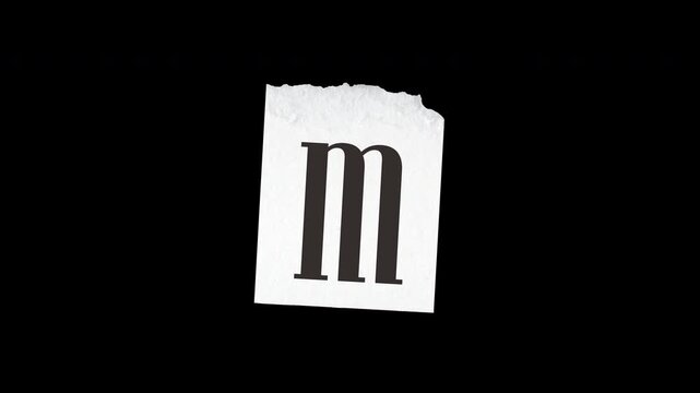 Letter M Deckled Edge Paper Animation. Frame By Frame Jitter
