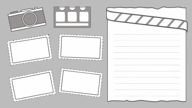 Torn Paper Frames and Ripped Edge Scrapbook Label Set, Vintage Grunge Vector Collection