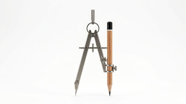 Surveying instrument and pen laid on white surface for measurement