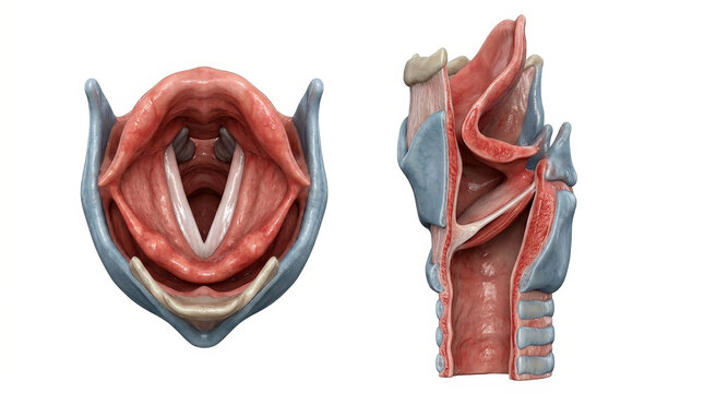Detailed anatomical model of human throat structure for medical study