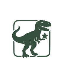 Happy T-Rex Dinosaur Holding a Christmas Star Vector Silhouette © musfiq_0