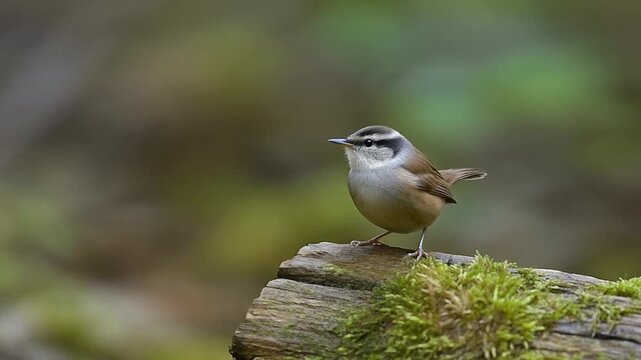 苔のミソサザイ シームレスループ動画背景 16:9 4K