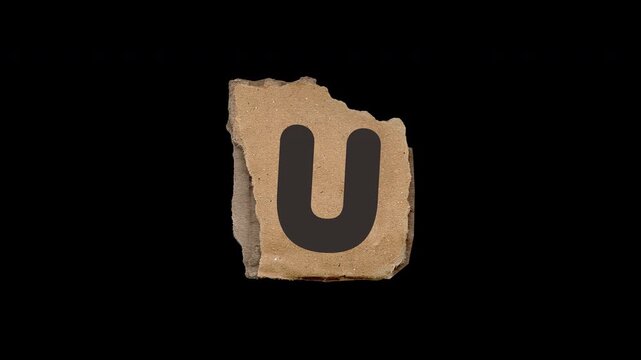 Animated Scrapbook Letter U. Hand Cut Paper Jitter Loop