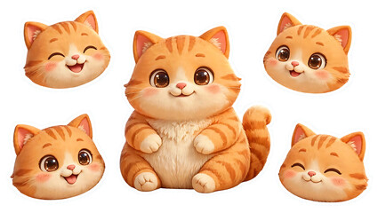 Obraz premium Cute chubby ginger orange cat seamless pattern, funny kitty background illustration
