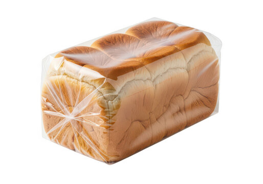 Fresh loaf of sliced bread in plastic packaging isolated on transparent background