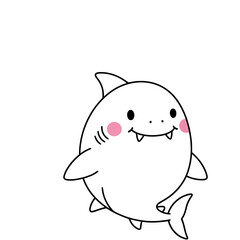 Fototapeta premium Cute cartoon shark illustration