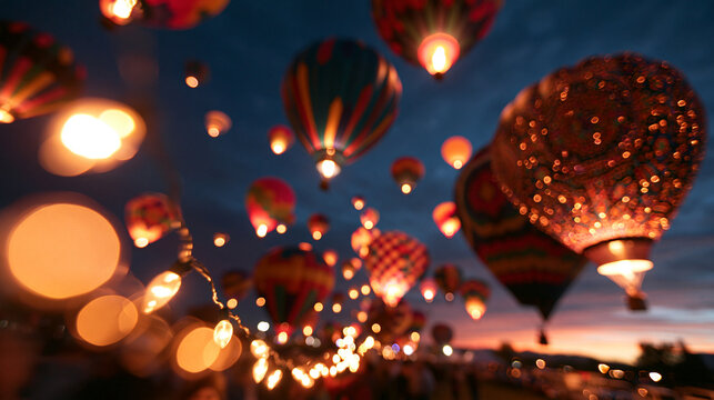 Hot Air Balloons Glowing at Dusk Balloon Festival