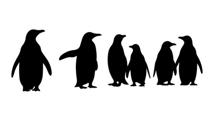 Obraz premium Group of Penguins Walking on Ice in Antarctica.