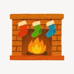 Obraz premium Cozy festive fireplace illustration.