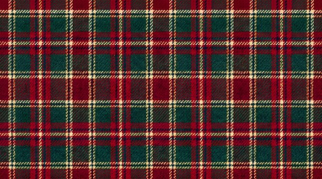 Traditional scottish tartan plaid fabric pattern in red green and white colors with winter fabric christmas plaid textile pattern