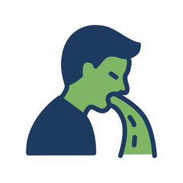 Vomiting Person Vector Icon - Nausea and Food Poisoning Flat Illustration