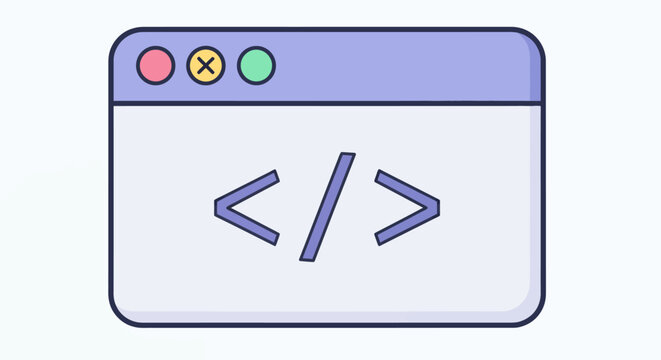 Code Editor Icon Demonstrating Web Development and Programming Concepts.