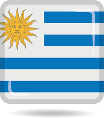 Fototapeta premium Square shape icon of the national flag of Uruguay Vector illustration