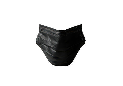 Black medical face mask for protection isolated on transparent background