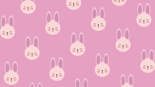 Adorable pink bunny head seamless pattern illustration, a charming and whimsical background perfect for delightful children's decor and sweet graphic projects
