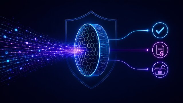 Cybersecurity data validation process filtering digital information for compliance certification and secure encrypted storage