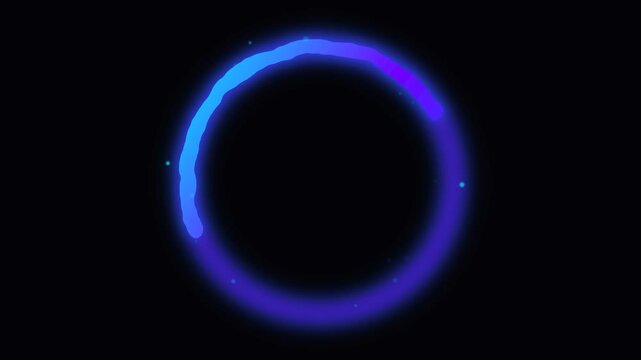 Neon Blue and Purple Glowing Loading Circle Progress Bar Animation on Black Background