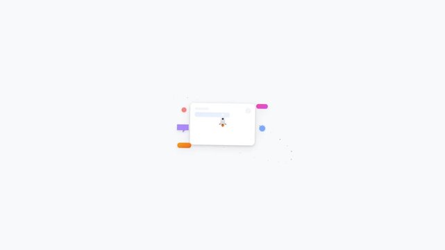 Minimalist Rocket Launch Animation Inside Web Browser Window Symbolizing Startup and Business Growth