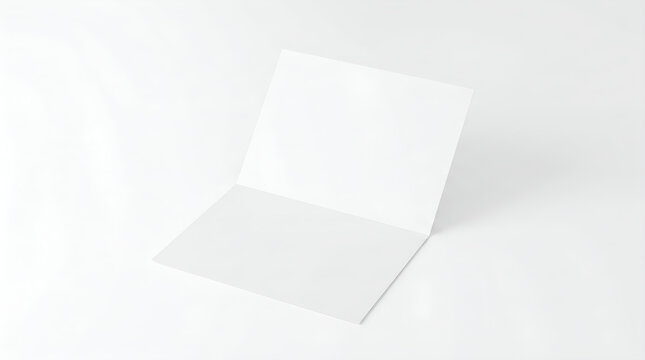 Clean minimalist blank open greeting card mockup template with soft lighting for custom stationery design presentation