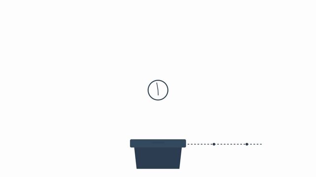 Abstract Flat Design Animation of Digital Documents and Data Being Processed into a Storage Folder