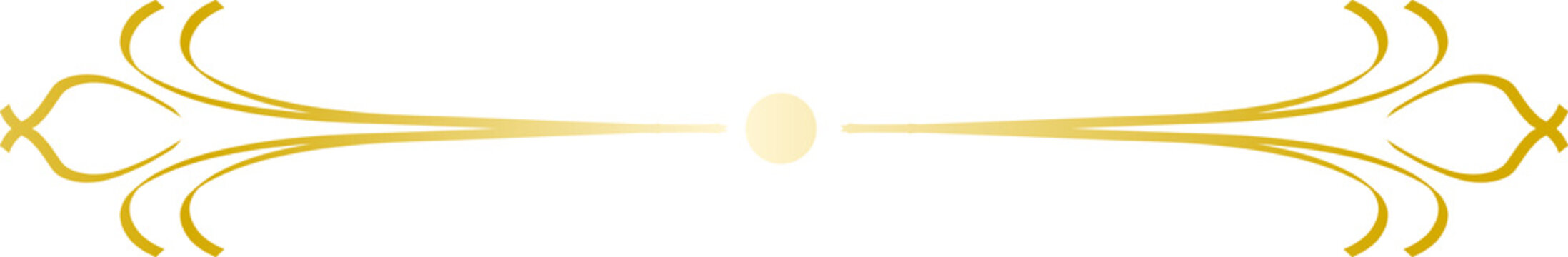 Elegant gold decorative flourish divider element with central circle