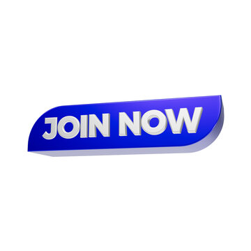 3d blue join now button with white bold letters isolated on dark background, for membership sites, blue button isolated on a transparent background