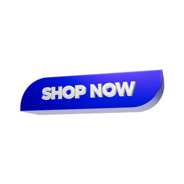 3d blue shop now button with white bold letters isolated on dark background, for e-commerce blue button isolated on a transparent background