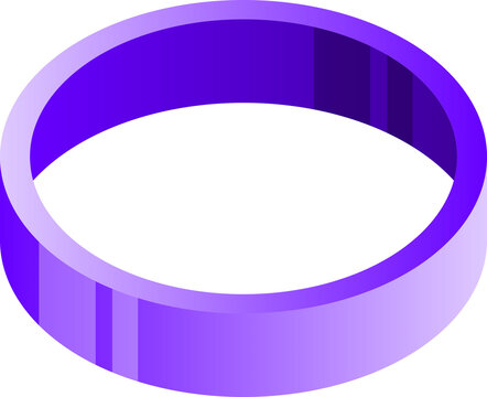 Purple circle ring shape with a flat 3d isometric design element