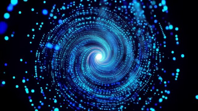 Swirling Blue Particle Data in Cosmic Darkness