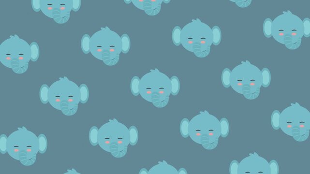 A charming concept a repeating pattern of serene, sleepy blue cartoon faces. This whimsical illustration provides a tranquil, dreamlike background, perfect for gentle creative projects or designs