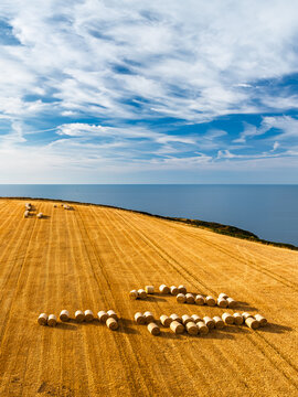 Cornwall Fields and Farms from a drone, Polruan, Cornwall, England