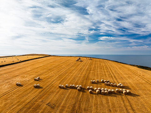 Cornwall Fields and Farms from a drone, Polruan, Cornwall, England