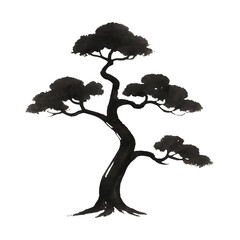 Obraz premium PNG Elegant ink-painted bonsai silhouette.