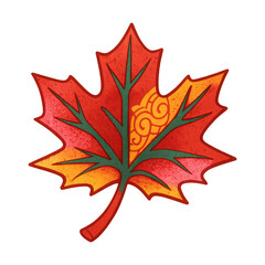 Obraz premium PNG Vibrant autumn maple leaf illustration.