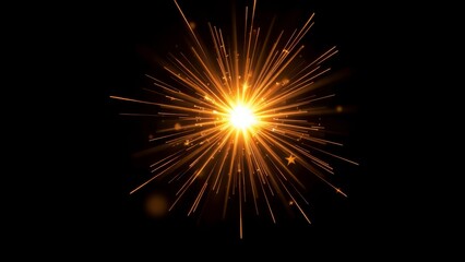 Fototapeta premium Golden starburst light effect on black background