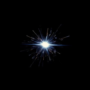 Abstract light explosion with rays on black background