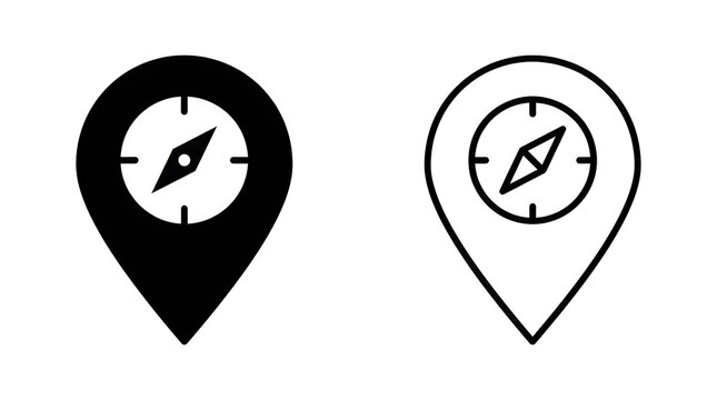 Compass icons in location pin badges