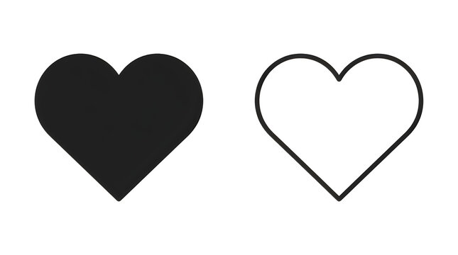 Black and white heart icon pair