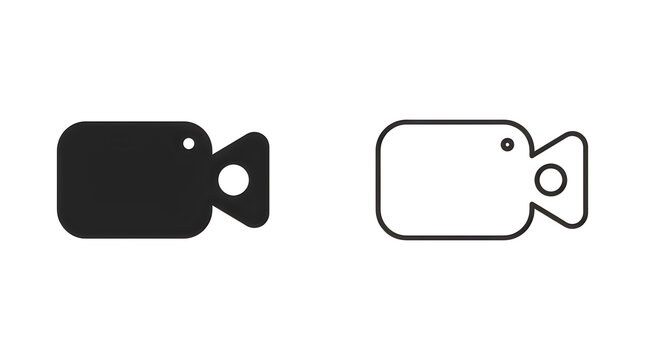 Minimalist video camera icon pair in outline and filled style