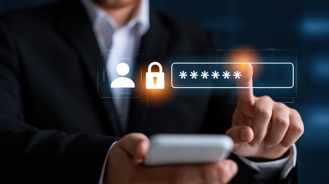 Security authentication on smartphone for business login and digital password access