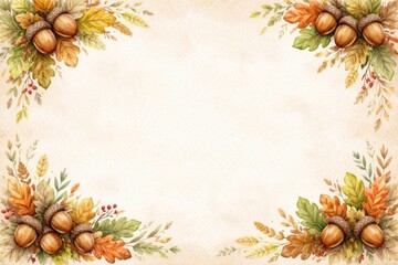 Fototapeta premium Autumnal border with acorns.