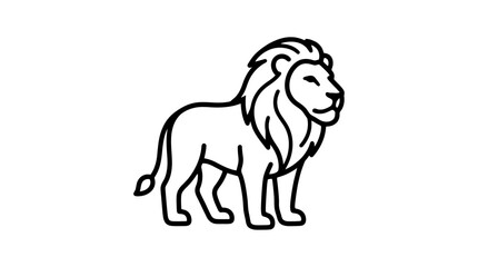 Obraz premium Simple line art standing lion illustration profile.