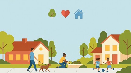 Fototapeta premium Neighbors enjoying activities together in neighborhood