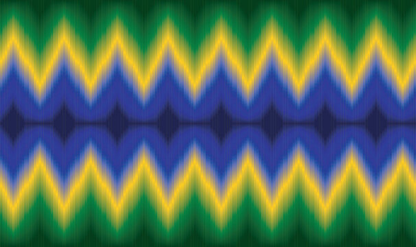 Abstract background with a colorful seamless pattern in green, yellow, and blue.