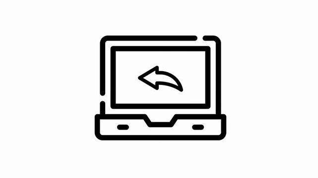 Sleek vector icon depicting a modern laptop with a curved arrow on its screen, symbolizing digital sharing, data exchange, and online communication concepts