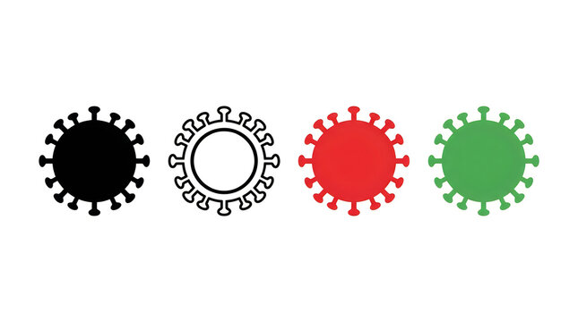 Colorful virus particle icons set